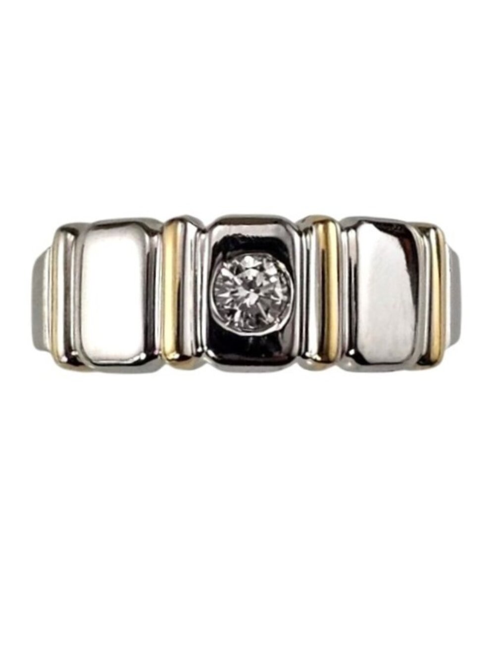 18K White and Yellow Gold Diamond Band Ring Size 5.5 #25201